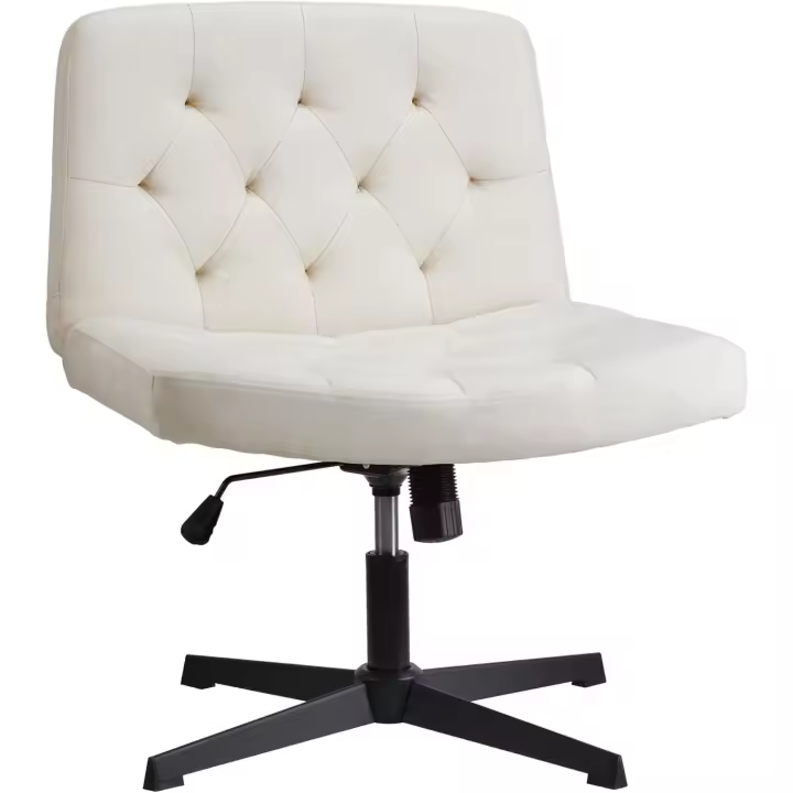 Silla de Oficina con Respaldo Medio sin Brazos, Silla de Juego de Altura Ajustable, Silla Vestidor para Dormitorio, Giratoria, Silla de Ocio tapizada Ancha - 1