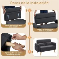 Sofá de Tela Morno Diseño de 2 Plazas Tamaño 116.5X73.5 cm Cojines Lumberos Incluidos Max 158 KG - details 3