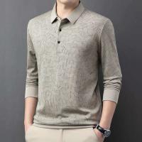 Camisa de negocios casual para hombre, polo de manga larga con insignia, color sólido, transpirable, cómoda, versátil, a la moda, - details 16