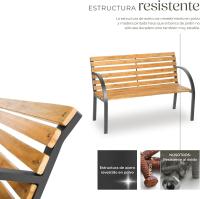 Banco de Jardín Exterior, Madera Lacada y Hierro Fundido, Diseño Elegante, Resistente y Estable, Patio y Terraza - Cruzado - details 30