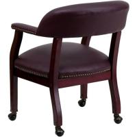 Conferencia de Vinilo Negro con Ruedas, Cuero Burdeos, 24' W x 27' D x 31.5' H - details 5