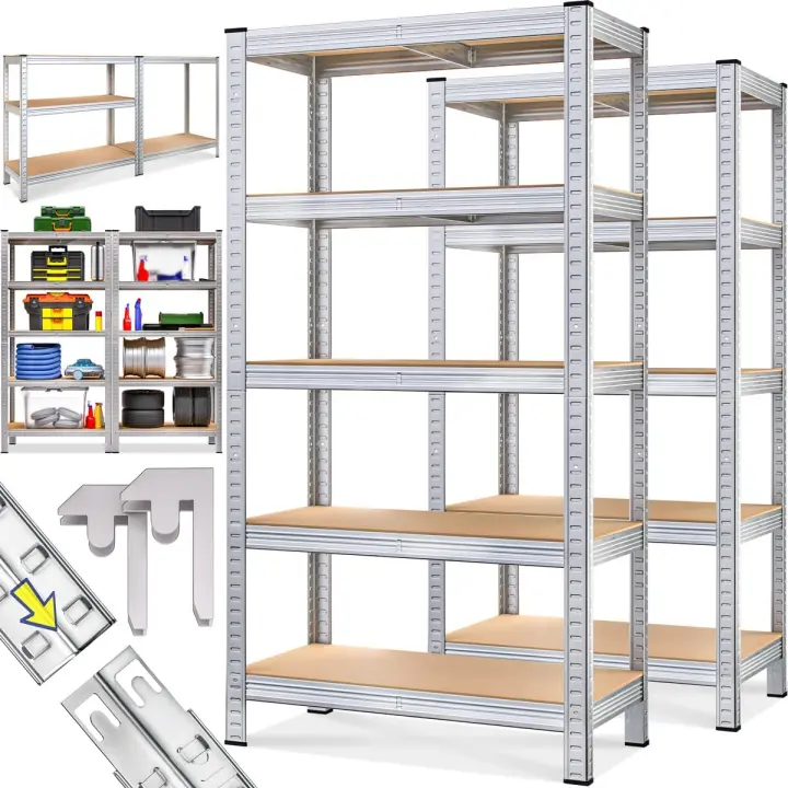 2X Estanterías Almacenaje Metálicas Cargas Pesadas 1750Kg 180x90x40cm Más Altas Rojas - 1