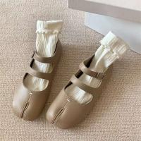 Zapatos Mary Jane de moda OEM ODM, zapatos planos de ballet Tabi de mujer con correa doble bifurcada de cuero genuino para niñas - details 1