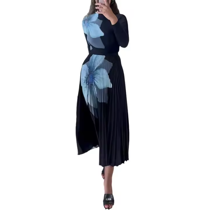 Falda larga holgada elegante de dos piezas para mujer, otoño TRE, nueva moda - 1
