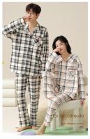 Pijamas 100% Algodón Estilo Casual para Hombre y Mujer Conjunto de 2 Piezas - details 10