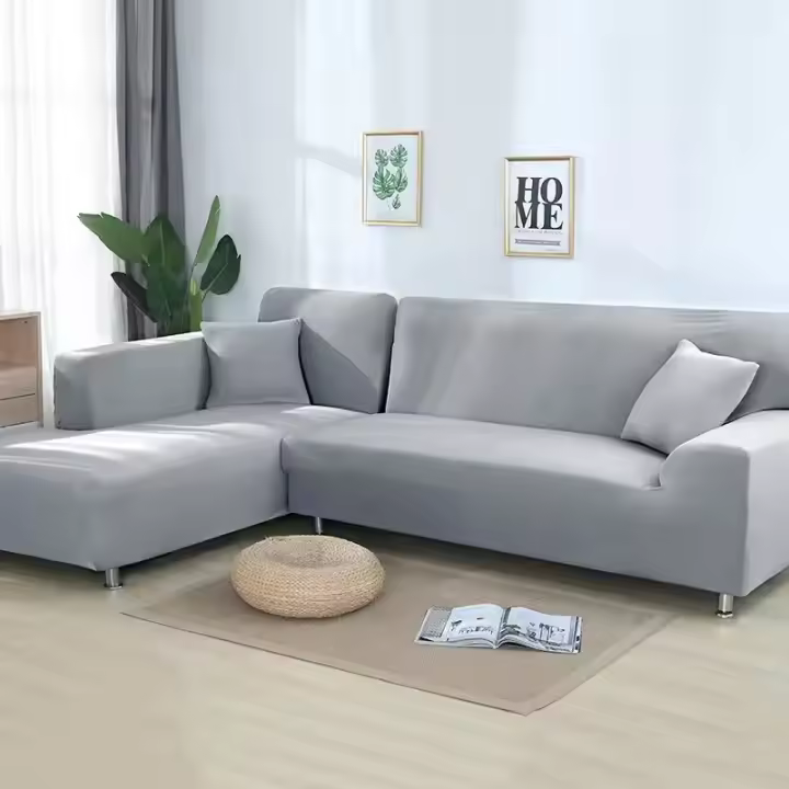Funda de Sofá de Color Sólido Cubierta Elástica de Tela de Leche Seda para Sala de Estar Funda de Esquina de Sección de Sofá 1PC - 1