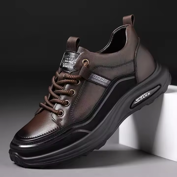 Zapatos Deportivos de Cuero de Vaca de Prima Calidad para Hombres Zapatos Ligeros Antideslizantes para el Día a Día Novedad de Primavera - 1