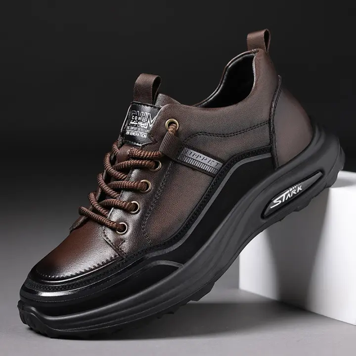 Zapatos Deportivos de Cuero de Vaca de Prima Calidad para Hombres Zapatos Ligeros Antideslizantes para el Día a Día Novedad de Primavera - 1