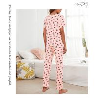 Conjunto De Pijamas Para Mujer Estampado De Flores Verano Otoño Camiseta Corta Y Pantalones Anodados Ropa De Casa Casual - details 8