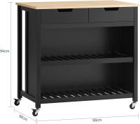 Carrito de Cocina con 2 cajones y 2 estantes, con Tablero Grande, Madera de ingeniería, Blanco, L98 x P58 x H94cm,ES - details 12