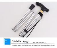 Bastón de aluminio de 4 secciones telescópico plegable alpenstock pista caminar senderismo palos poste nuevo pliegue duradero - details 1