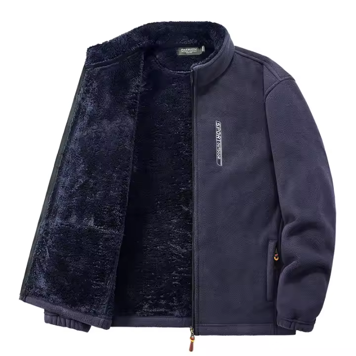 Chaqueta gruesa con forro polar para hombre, abrigo informal clásico de cuello alto, suave, a la moda, otoño e invierno, f04, 2024 - 1