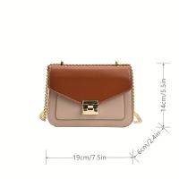Bolso de hombro con solapa de diseño simple, bolso tipo cartera versátil de piel sintética, bolso cruzado con cadena de metal - details 8