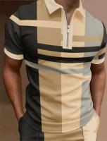 Polo para hombre, Polo con cuello, camisa de golf, estampado gráfico, geometría, apertura EAL, manga corta, ropa con cremallera, top de diseñador - details 11