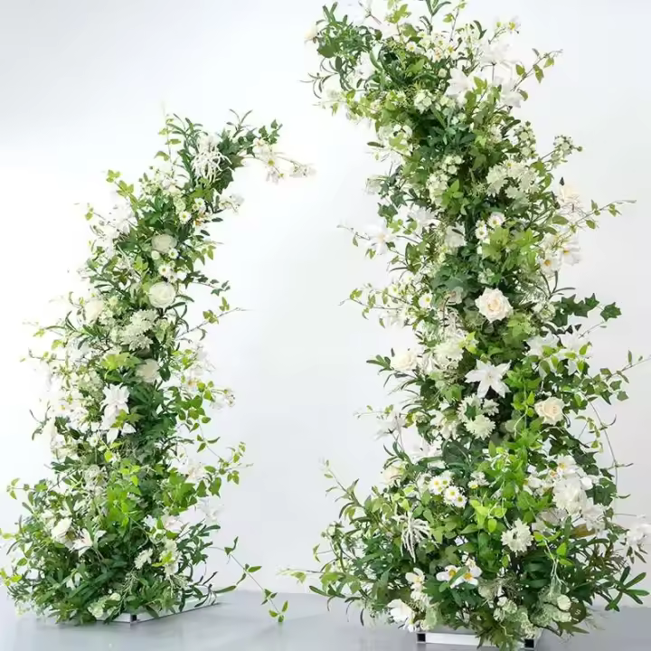 Fondo de alta calidad, decoración de flores de cuerno, hoja Floral Artificial de seda, flores de arco de boda verdes y blancas - 1