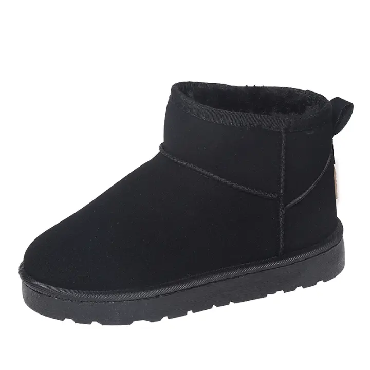 Botas de nieve de ante de vaca para mujer, botines cálidos con felpa gruesa, para clima frío, invierno nuevo 2023 - 1