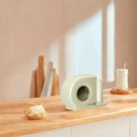 Estante de almacenamiento de película adhesiva montado en la pared, caja de almacenamiento de envoltorio para alimentos 2 en 1 a prueba de polvo, caja de almacenamiento multifuncional práctica para gorro de ducha - details 5