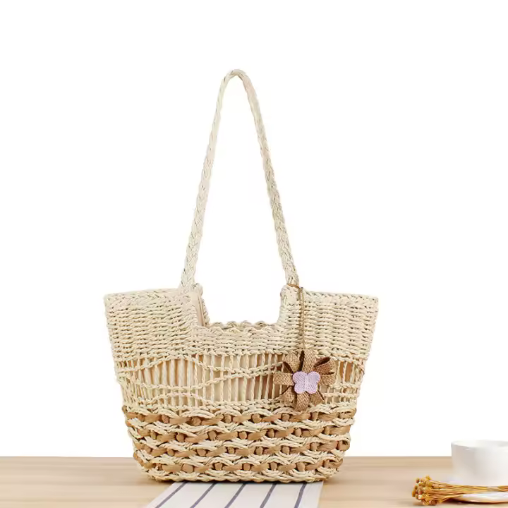 2025 nueva bolsa tejida a mano bohemia vacaciones junto al mar playa viaje cuerda de papel bolsa tejida bolsa de cercanía - 1