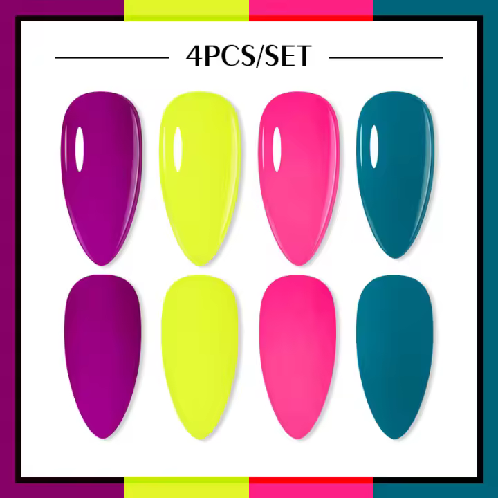 Arte Clavo-Juego de 4 esmaltes de uñas, Set de barnices en Gel UV de 15ml, para manicura semipermanente, necesita capa superior Base - 1