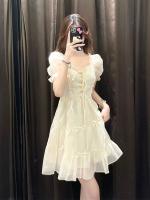 Elegante Vestido de Princesa Francesa Talla Pequeña, Alta Gama, Realzante de Cintura, Adelgazante, Floral de Melocotón - details 3
