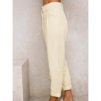Pantalones largos de pana de cintura alta, casuales, de color sólido, holgados y rectos para mujer, otoño. - details 48