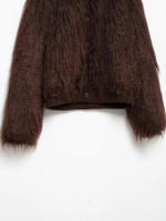 TRAFZA, chaqueta de invierno con cuello redondo de punto con efecto de piel sintética para mujer, abrigo de manga larga con un solo pecho y temperamento elegante para mujer - details 7