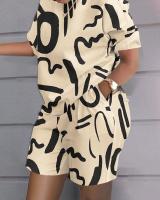 Conjunto de dos piezas estampado de manga corta para mujer, primavera verano - details 2