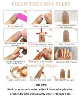 Uñas postizas de ballet largas acrílicas degradadas rojas y negras decoradas con pegamento, uñas reutilizables, 24 piezas - details 0