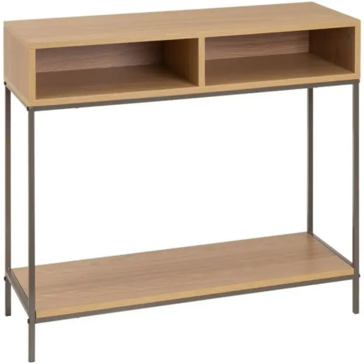 Mesa de Café de Metal Blanco y MDF 80x30x75 cm 2 Cajones Diseño Elegante para Tu Hogar - 1