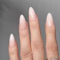 28 piezas de uñas postizas de almendra desnuda brillante, uñas de borde liso inofensivas para ir de compras, citas y viajes - details 1