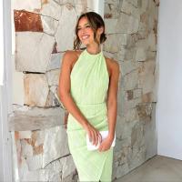 Vestido Largo de Alta Gama para Mujer 2025 Estilo Europeo Americano Cuello Halter - details 11