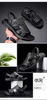Nuevos zapatos de playa de cuero antideslizante de la temporada, zapatillas geniales casuales de piel de vaca de primera capa con suela suave para hombres - details 14