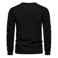 Camiseta de manga larga Henley para hombre, camisa básica transpirable con botones, informal, Color sólido, otoño - details 18