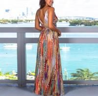 Vestido Floral largo bohemio para mujer, falda sin mangas, cuello en V, Espalda descubierta, primavera, verano, negro, blanco, azul, red42, 40, 38 - details 9