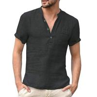 Camisas de lino con botones para hombre, camisa informal de manga corta para playa, hawaiana, para vacaciones, talla S-5XL - details 3