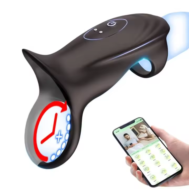 Juguetes sexuales vibratorios sexys de empaque privado para hombres, control por aplicación, anillo vibrador de 10 velocidades, funda para parejas, juegos para adultos - 1
