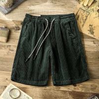Pantalones Cortos de Corduroy Retro para Hombres Pantalones de Moda Casual de Verano Ligeros con Encaje Multifuncional de Medio Largo - details 3