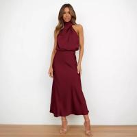 Vestido De Satén De Color Sólido De Europa Y América, Sin Mangas, Elegante, Temperamento Ligero, De Gala, Primavera Y Verano - details 4