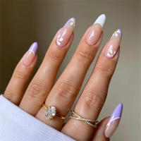24Pcs Uñas Postizas De Póker Manicura Ballerina Removible Almendra Uñas Falsas De Decoración Para Mujeres Y Niñas Uñas Postizas De Cuchara Completo - details 24