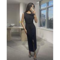 Elegante Vestido sin Mangas BUNO Cuello Redondo, Estilo Plano, Cinturón y Botones - details 7