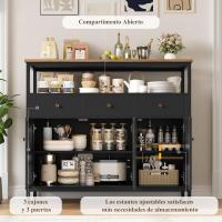 Mueble de Almacenamiento Ajustable Aparador de Cocina con 3 Cajones y 3 Puertas Blanco - details 13