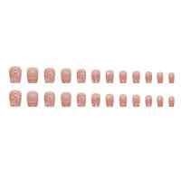 24PCS Parches De Uñas De Ballet Cortos Con Estrellas Desmontables En Estilo Fireworks Blush Manicure Adornos De Uñas Falsas - details 4