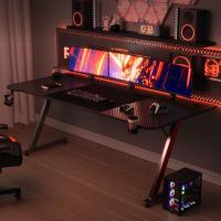Mesa de Juegos Gamer Z Ergonómica Fibra de Carbono Negro 120 x 60 cm Ideal para Ordenador con Soporte para Auriculares - details 15