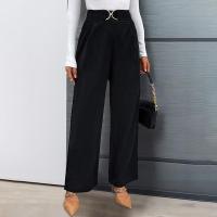 Pantalones Chic de Pierna Recta para Mujer Cintura Alta, Estilo Otoño Primavera, Negro, Pantalones Sueltos Nuevos - details 4