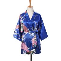 Kimono japonés con estampado de pavo real para mujer, ropa de dormir de estilo corto de satén de seda, camisón de casa, bata de baño, disfraz - details 4