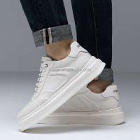 Nuevos zapatos blancos genuinos de alta calidad para hombre, zapatos de cuero de Italia, capa superior, zapatillas con elevador de Color desnudo puro para hombre - details 4