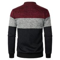 Autumn/winter men's stand-up collar striped check zipper knit top with fashion color matching - details 26