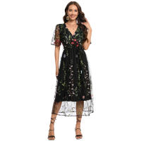 2025 Primavera/Verano nuevo vestido de encaje bordado grande para mujer verano mujeres - details 1