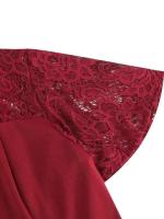 Elegante Vestido de Encaje de Corazón Rojo Vintage Hepburn 2025 Manga de Flecos - details 12