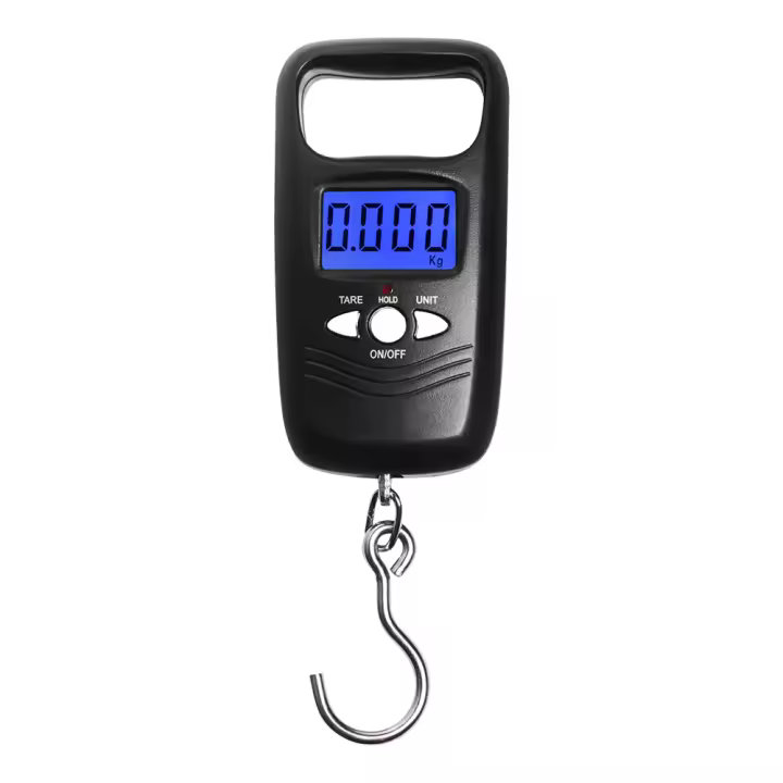 Báscula electrónica portátil de 50KG y 5G, Mini balanza colgante con retroiluminación LCD, báscula Digital de bolsillo, peso de equipaje, balanza de gancho de pesca - 1
